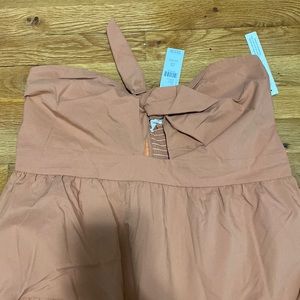 Strapless Tie-Front Midi Dress